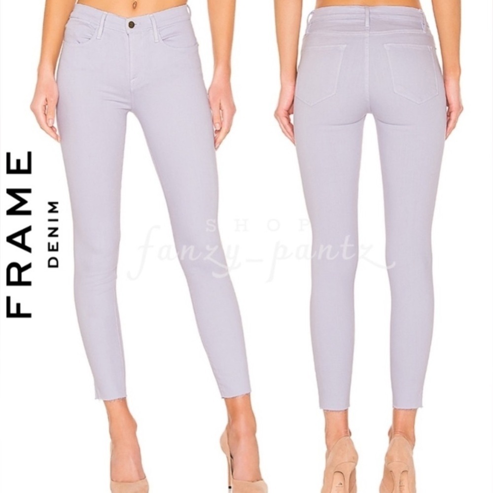 NWOT Frame denim Le High Skinny Raw Edge Jeans Lavender Size 25